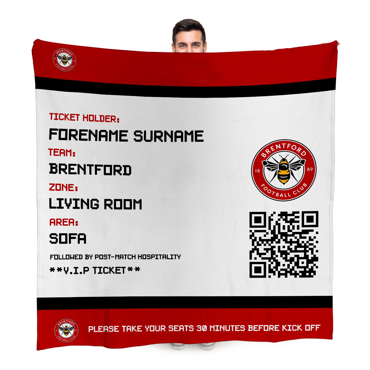 Brentford FC FD Ticket Fleece Blanket