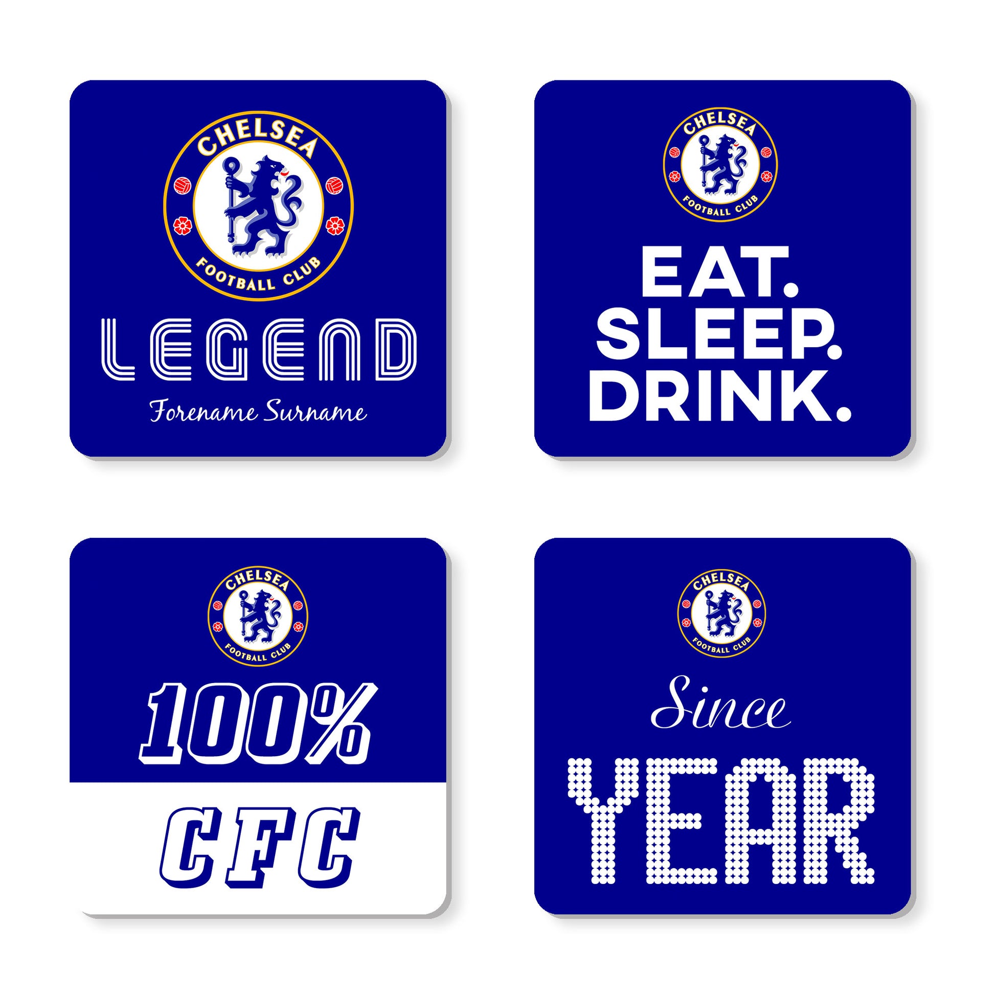 Personalised Chelsea FC Coasters (x4)