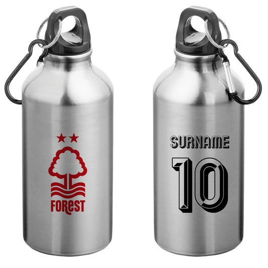 Nottingham Forest FC Retro Shirt Silver Sport Bottle with Carabiner