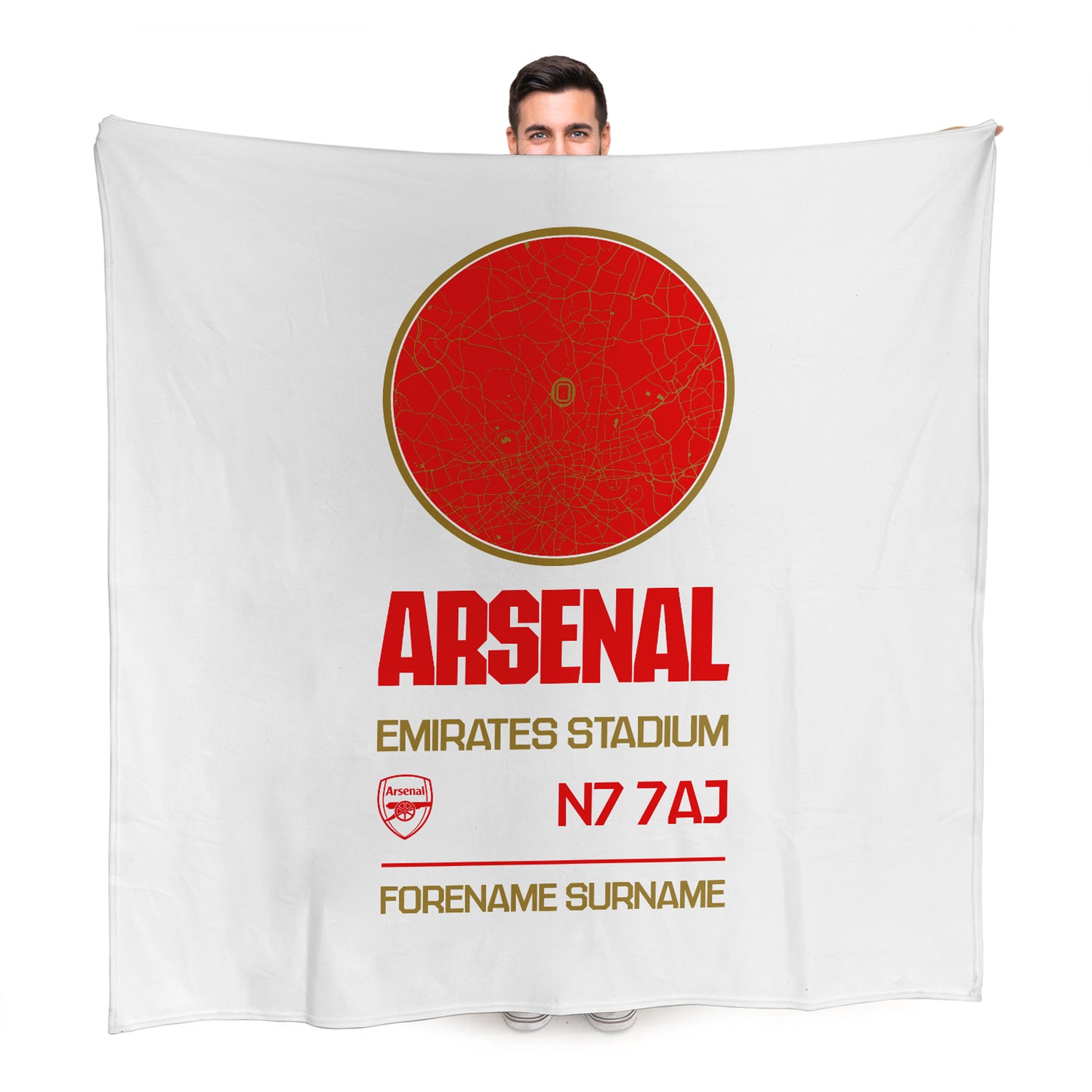 Arsenal FC Map White Fleece Blanket