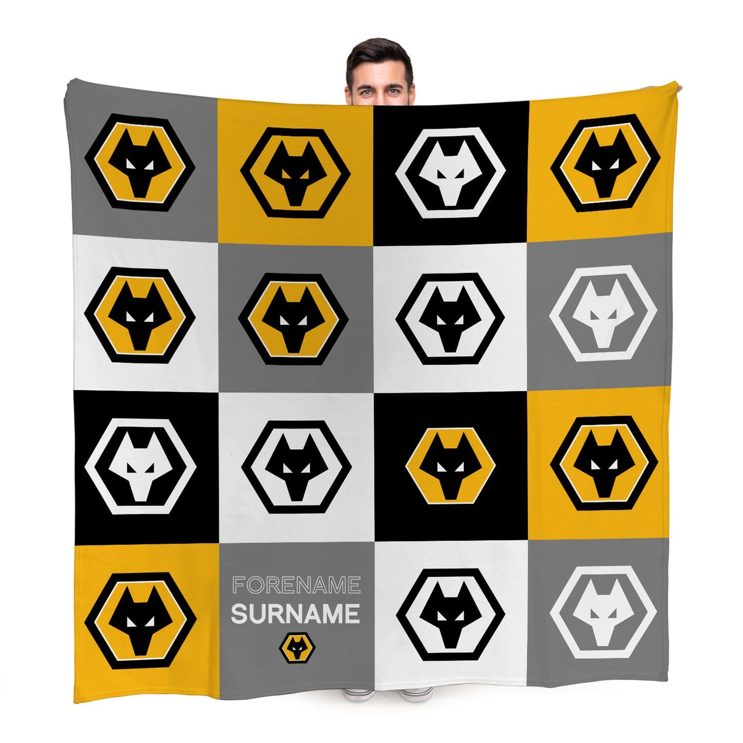 Wolves Chequered Fleece Blanket