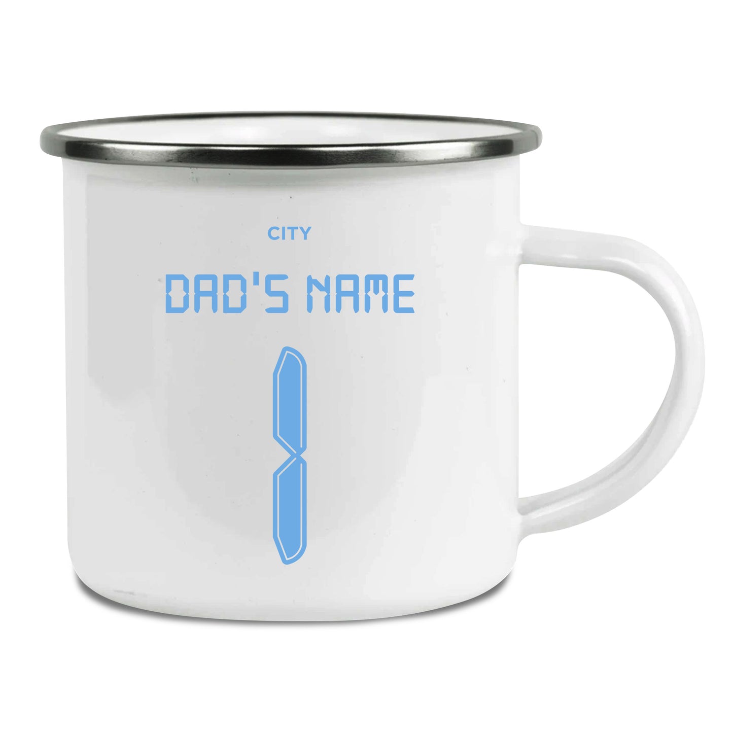 Manchester City FC Back of Shirt Enamel Camping Mug for Dad