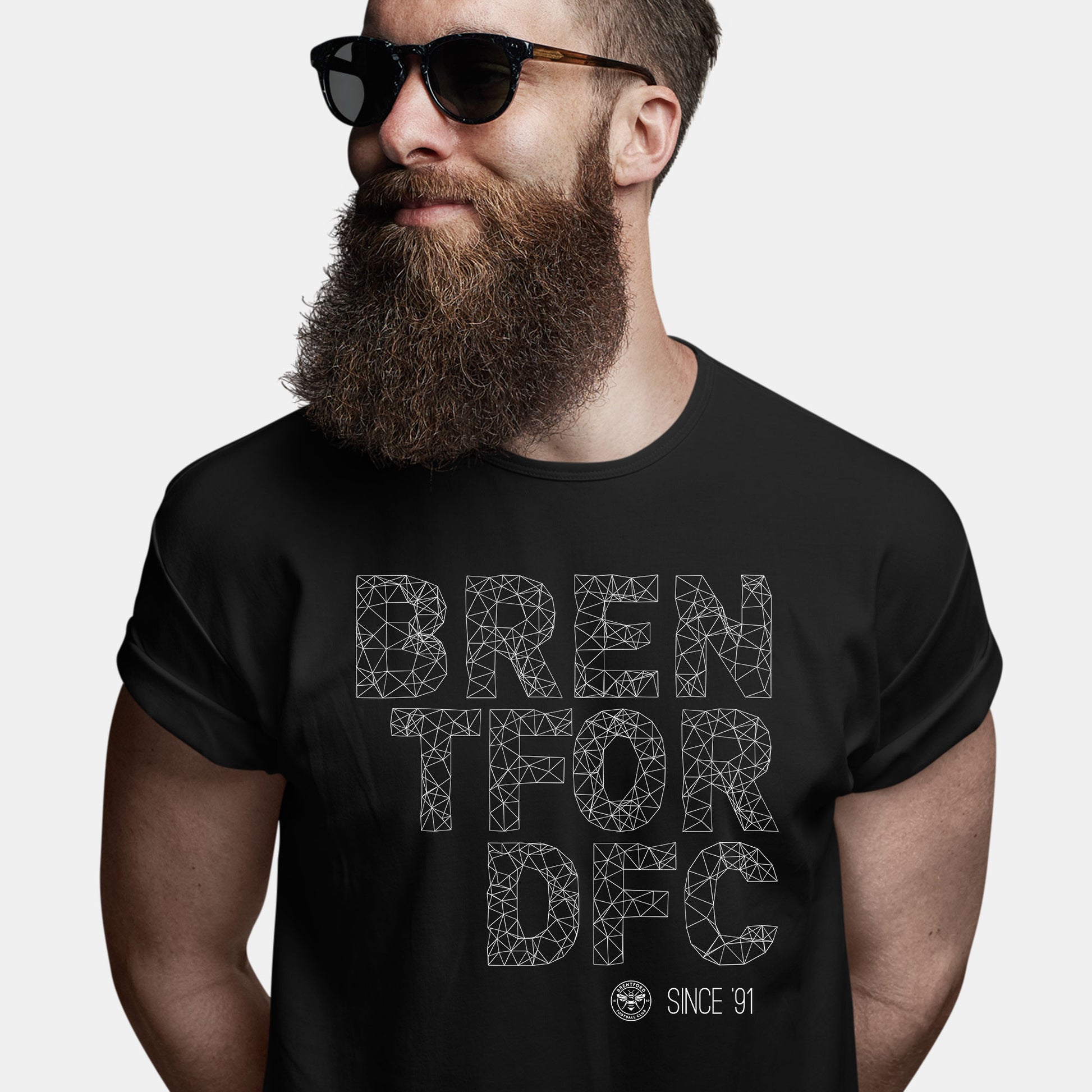 Brentford FC Wireframe Men's T-Shirt - Black