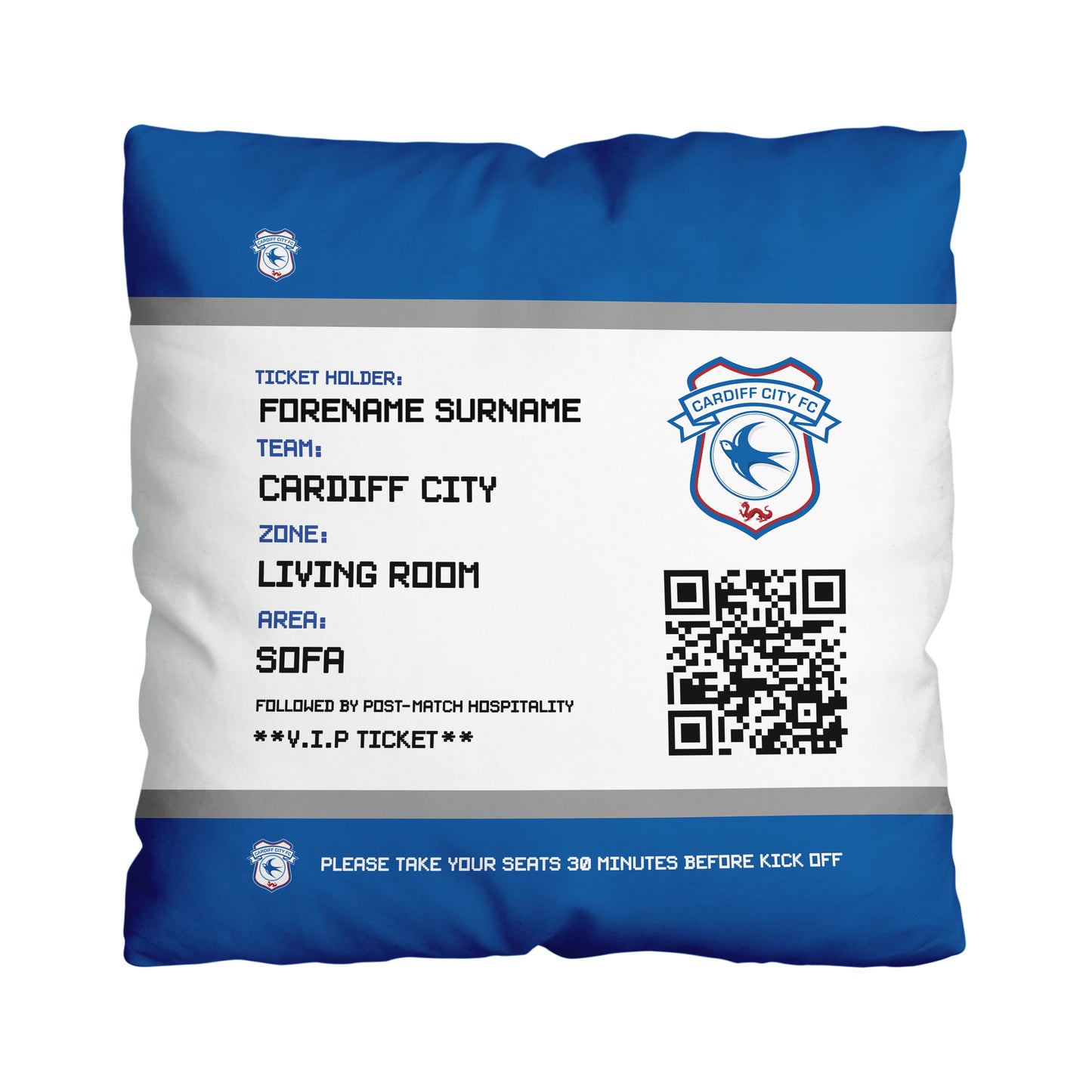 Cardiff City FC Ticket 18" Cushion