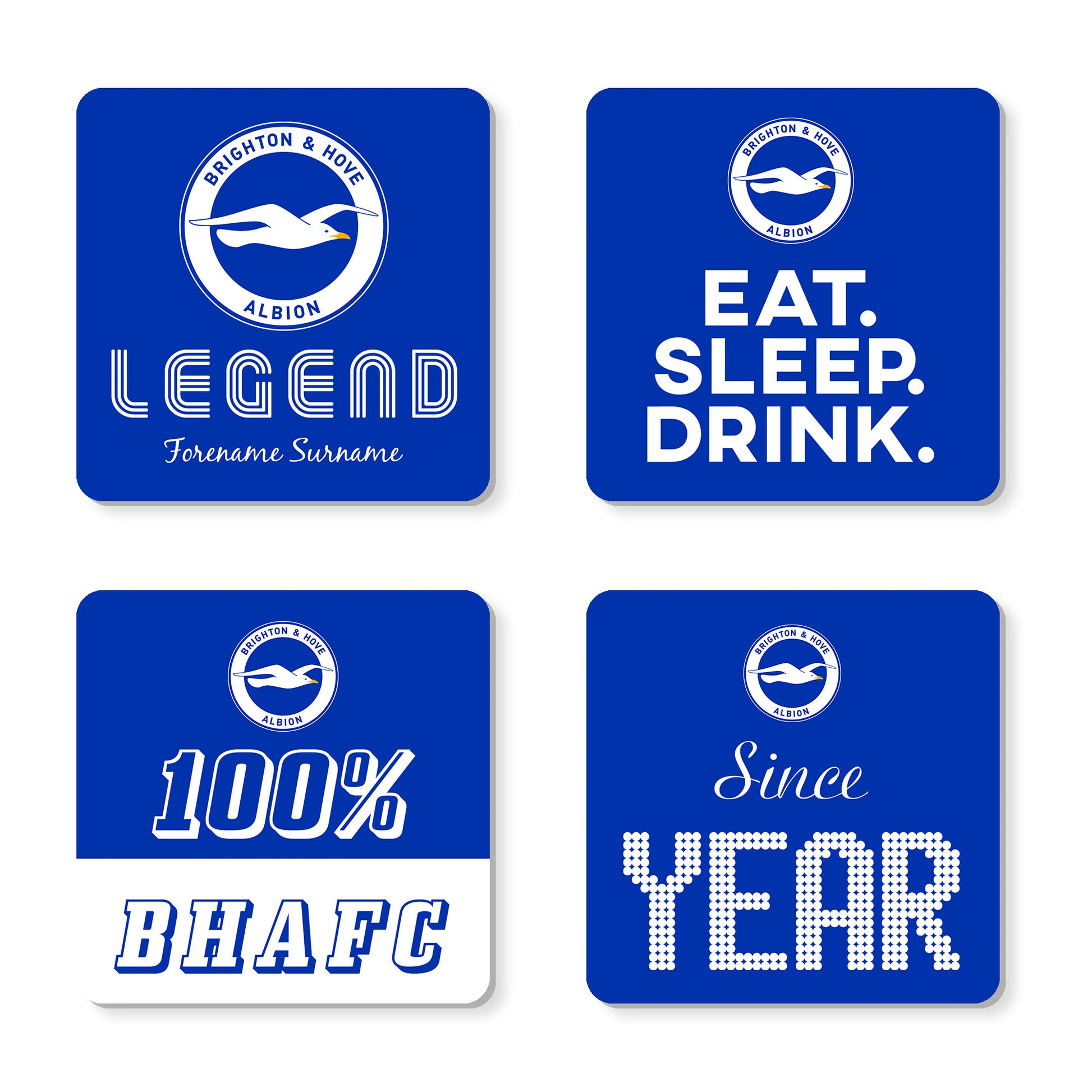 Personalised Brighton & Hove Albion FC Coasters (x4)