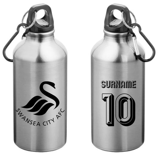 Swansea City AFC Retro Shirt Silver Sport Bottle with Carabiner