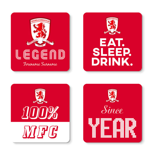 Personalised Middlesbrough FC Coasters (x4)