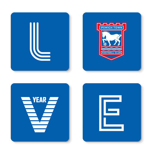 Personalised Ipswich Town FC Love Coasters (x4)