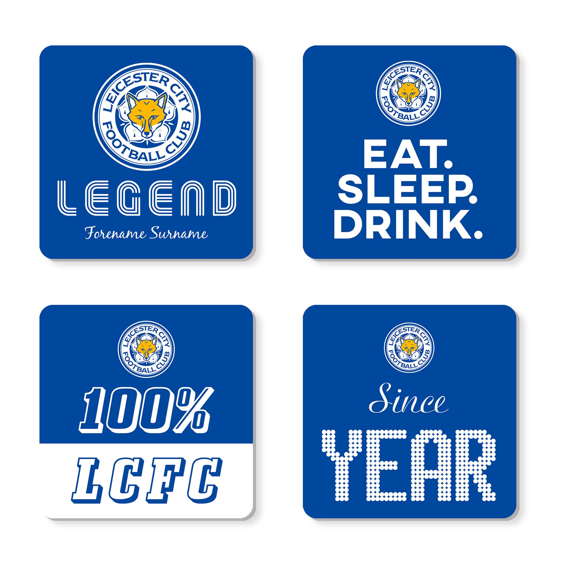 Personalised Leicester City FC Coasters (x4)