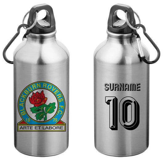 Blackburn Rovers FC Retro Shirt Silver Sport Bottle with Carabiner