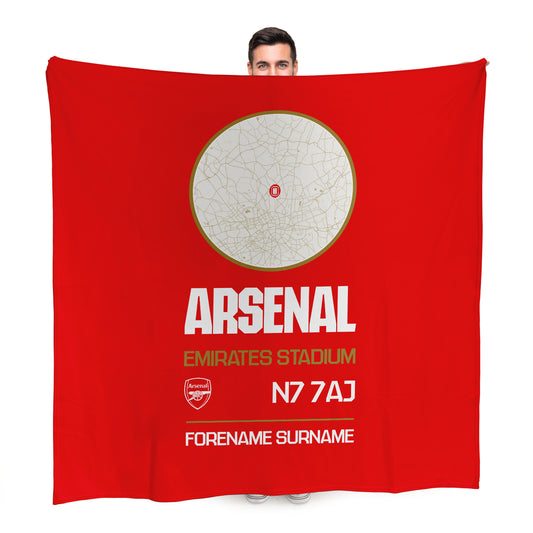 Arsenal FC Map Red Fleece Blanket