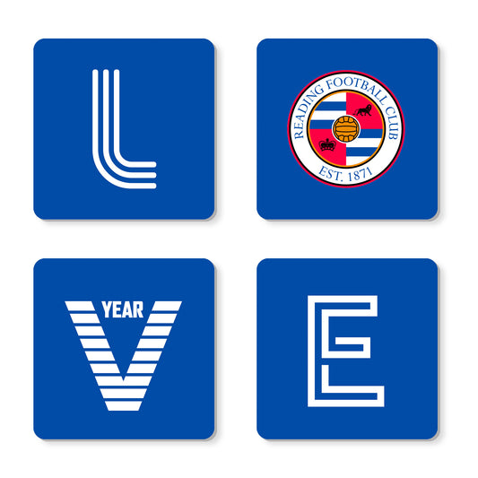 Personalised Reading FC Love Coasters (x4)