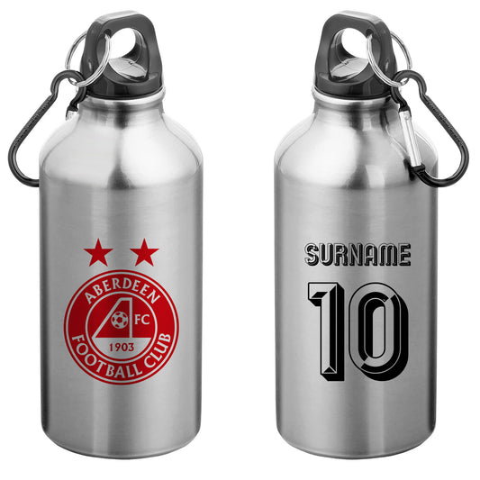 Aberdeen FC Retro Shirt Silver Sport Bottle with Carabiner