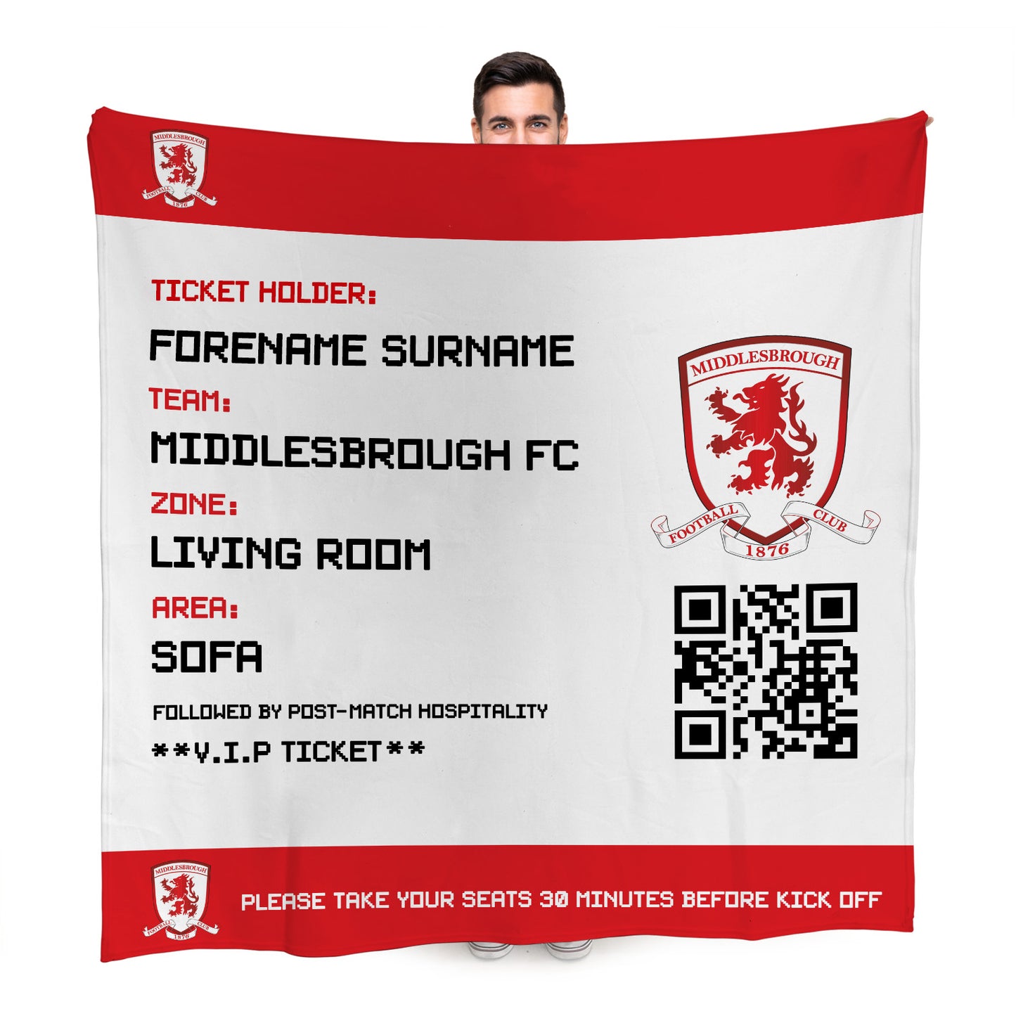 Middlesbrough FC FD Ticket Fleece Blanket