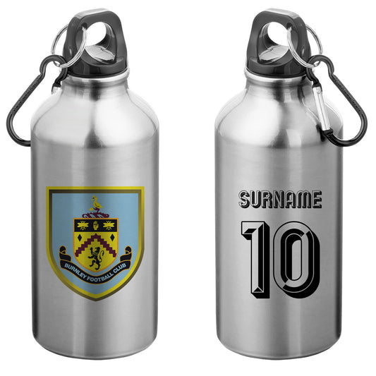 Burnley FC Retro Shirt Silver Sport Bottle with Carabiner