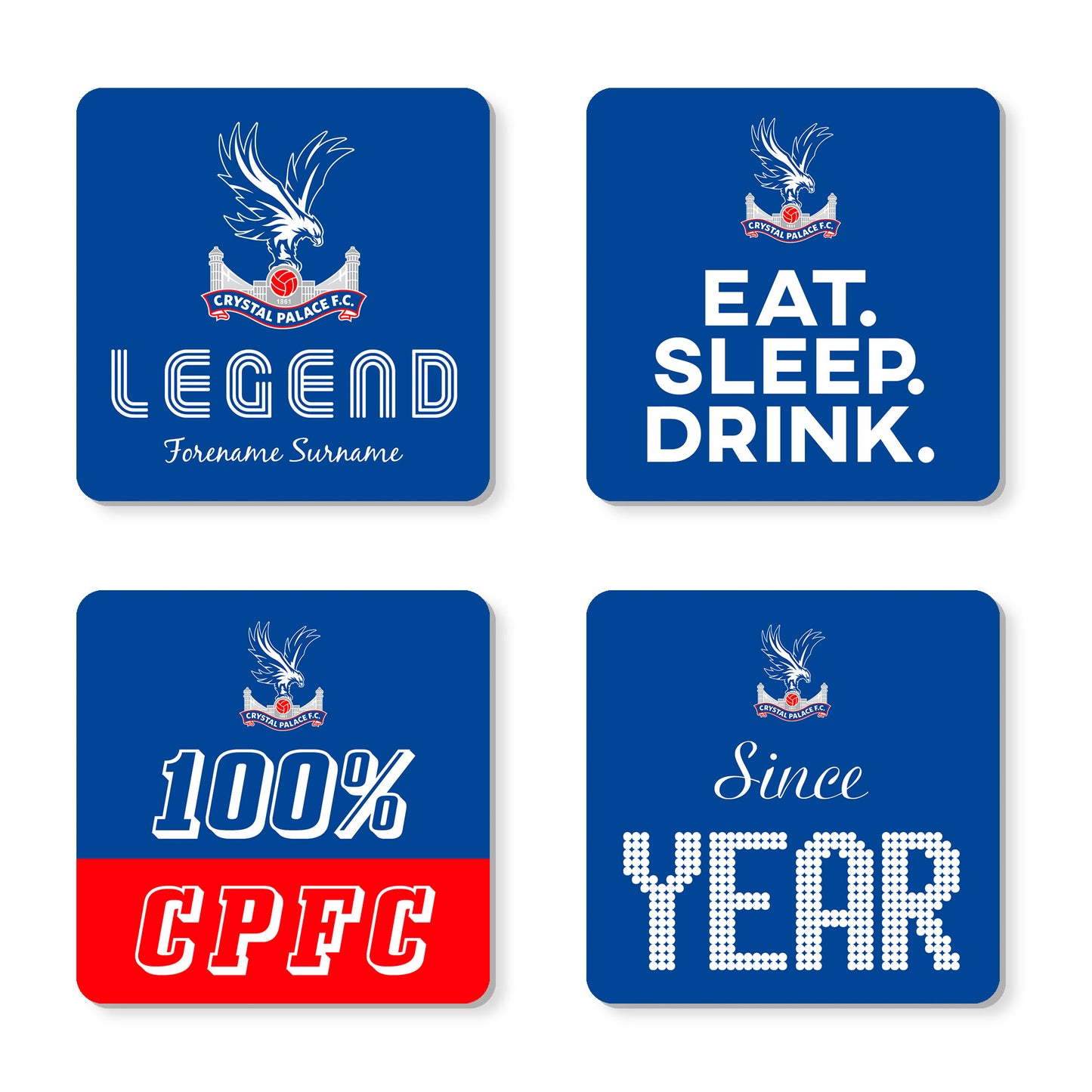 Personalised Crystal Palace FC Coasters (x4)