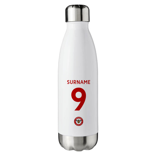 Brentford FC Back of Shirt White Insulated Water Bottle