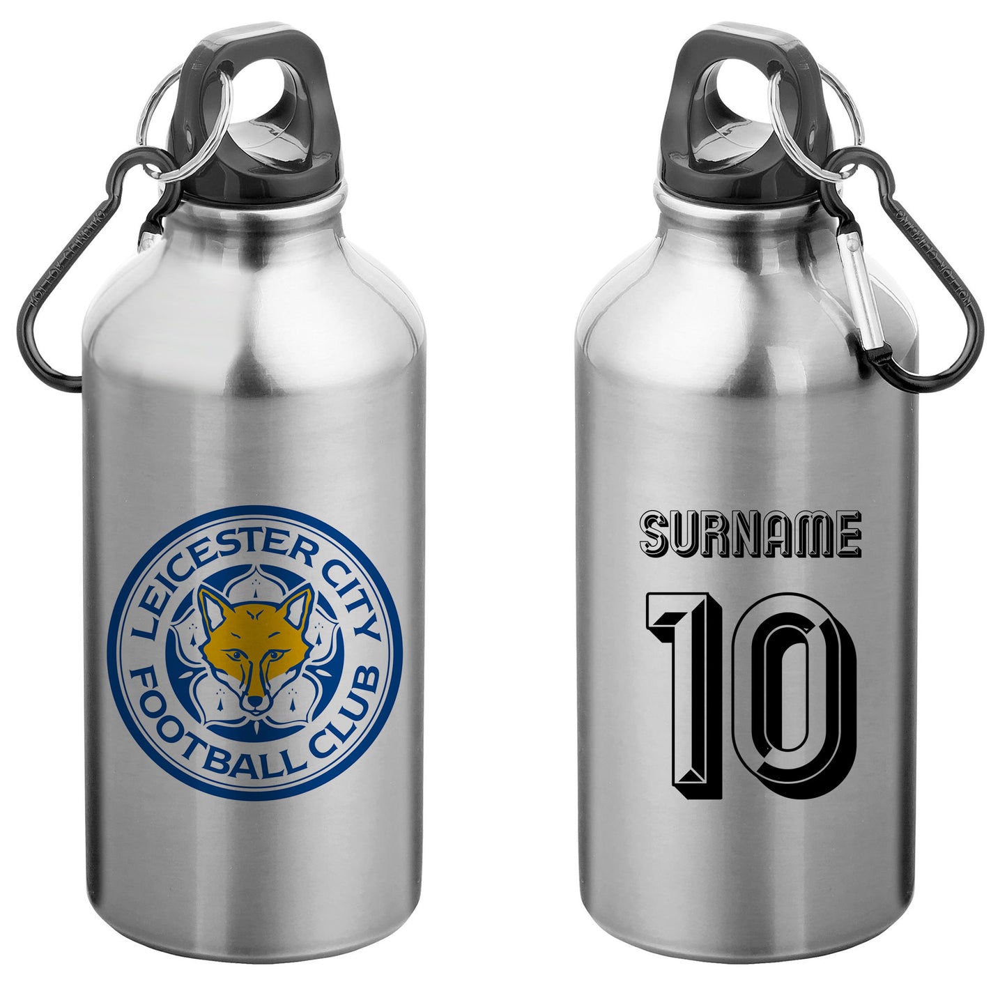 Leicester City FC Retro Shirt Silver Sport Bottle with Carabiner