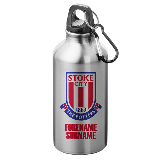 Stoke City FC Bold Crest Silver Sport Bottle with Carabiner