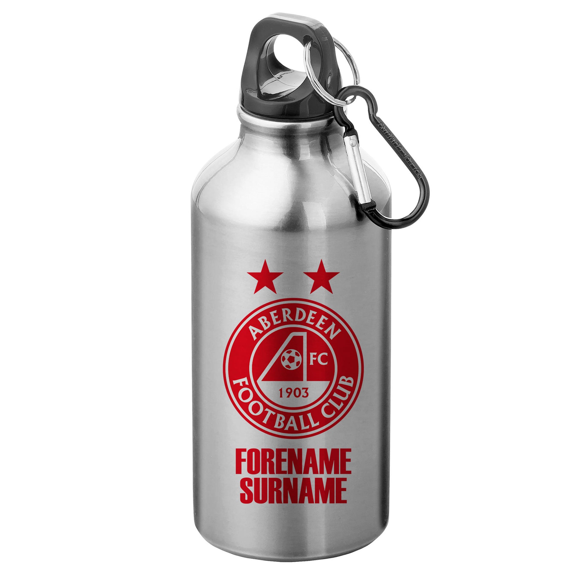 Aberdeen FC Bold Crest Silver Sport Bottle with Carabiner