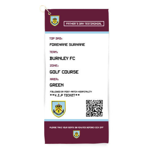 Burnley FC FD Ticket Golf Towel