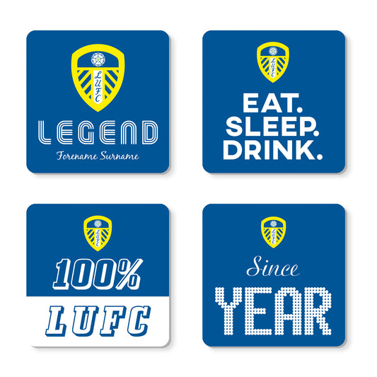 Personalised Leeds United FC Coasters (x4)