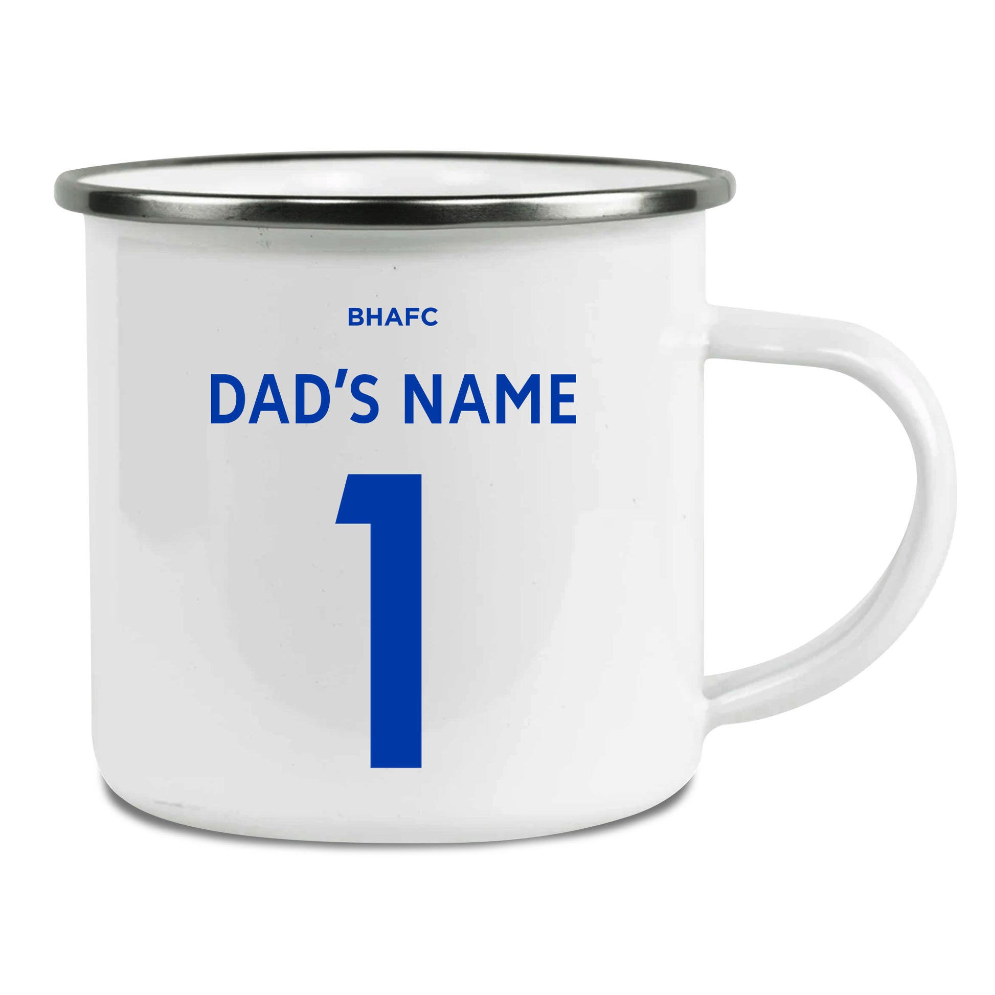 Brighton & Hove Albion FC Back of Shirt Enamel Camping Mug for Dad