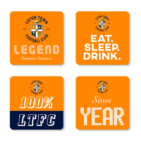 Personalised Luton Town FC Coasters (x4)