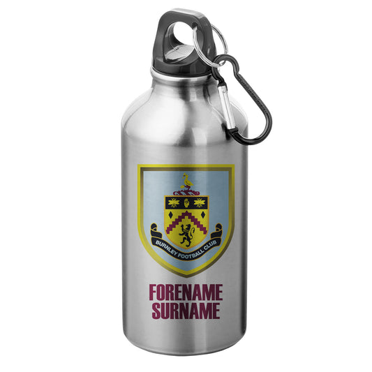 Burnley FC Bold Crest Silver Sport Bottle with Carabiner