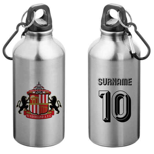 Sunderland AFC Retro Shirt Silver Sport Bottle with Carabiner