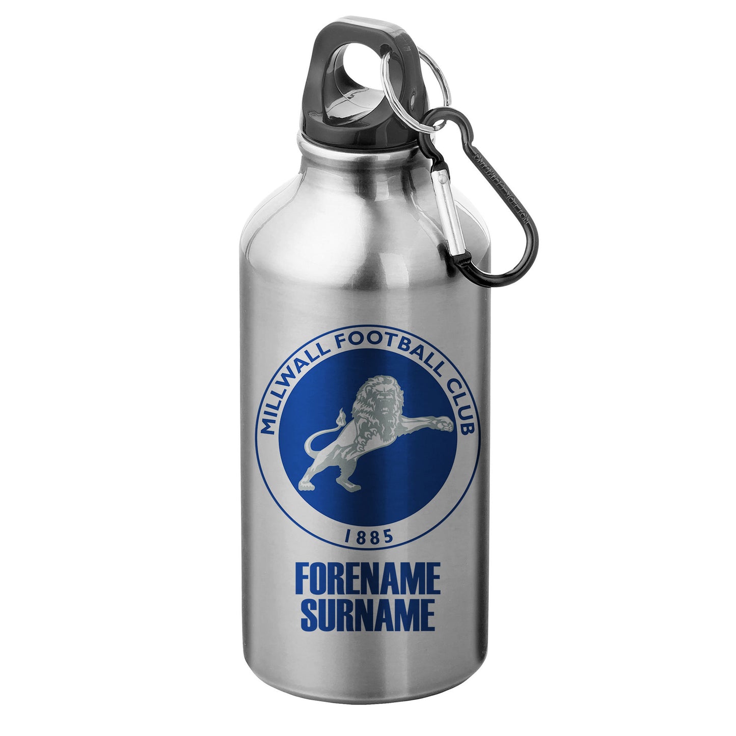 Millwall FC Bold Crest Silver Sport Bottle with Carabiner