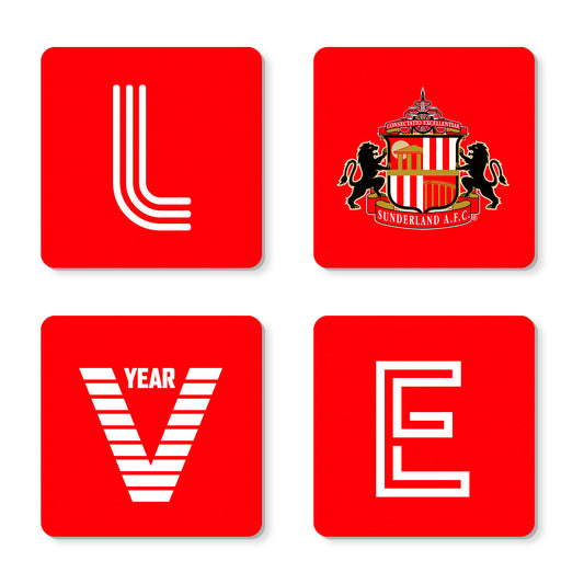 Personalised Sunderland AFC Love Coasters (x4)