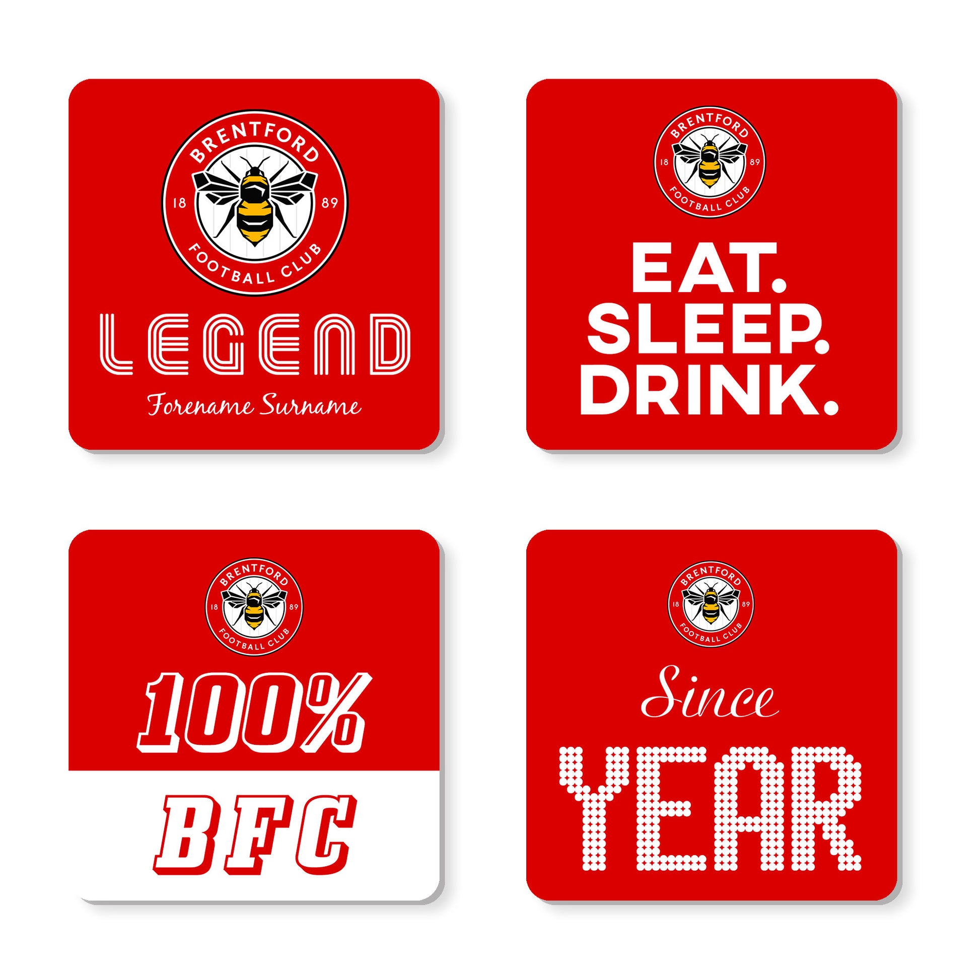 Personalised Brentford FC Coasters (x4)