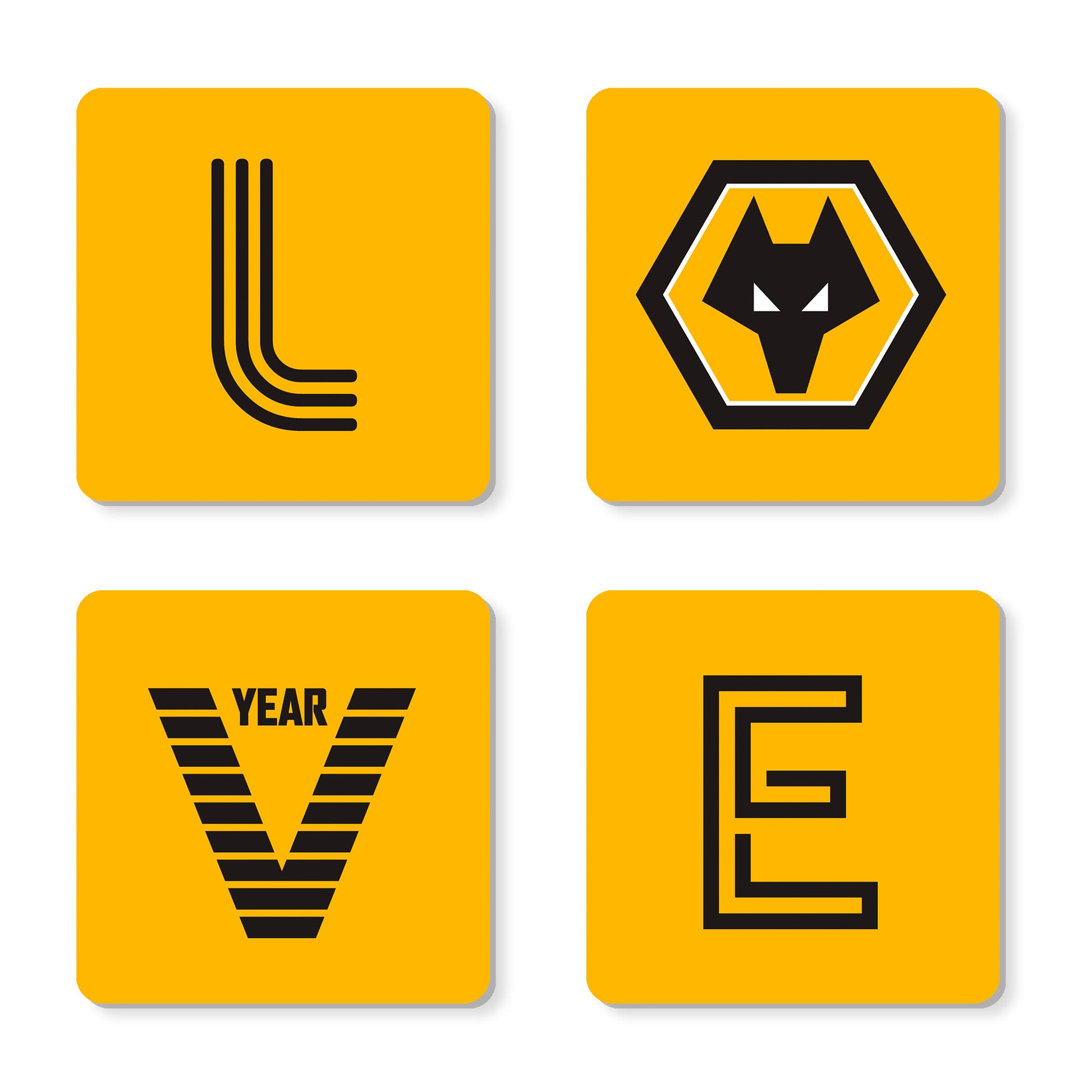 Personalised Wolves Love Coasters (x4)