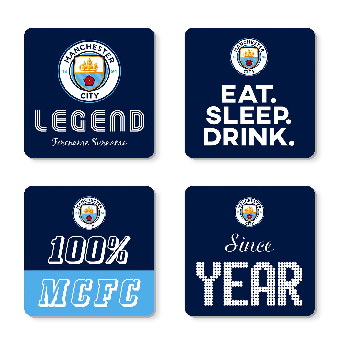 Personalised Manchester City FC Coasters (x4)