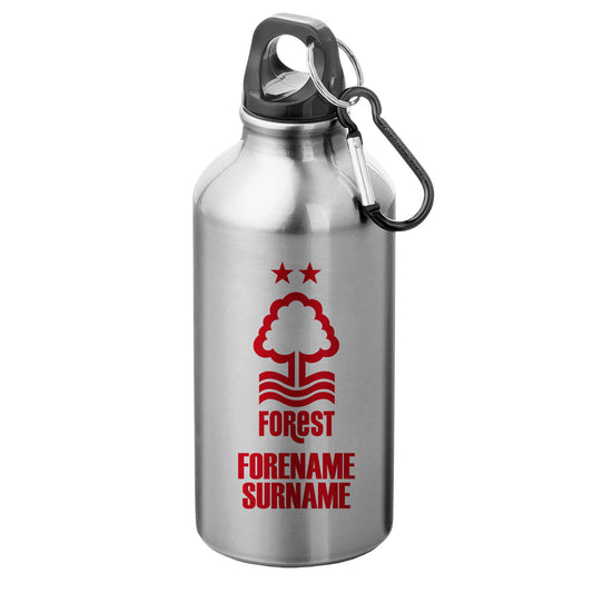 Nottingham Forest FC Bold Crest Silver Sport Bottle with Carabiner