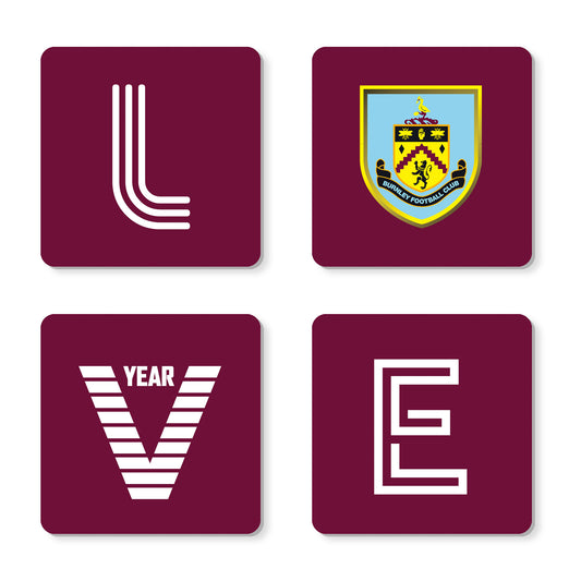 Personalised Burnley FC Love Coasters (x4)