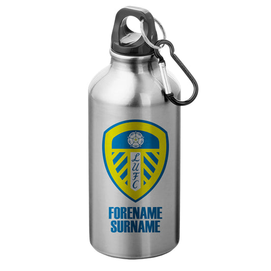 Leeds United FC Bold Crest Silver Sport Bottle with Carabiner