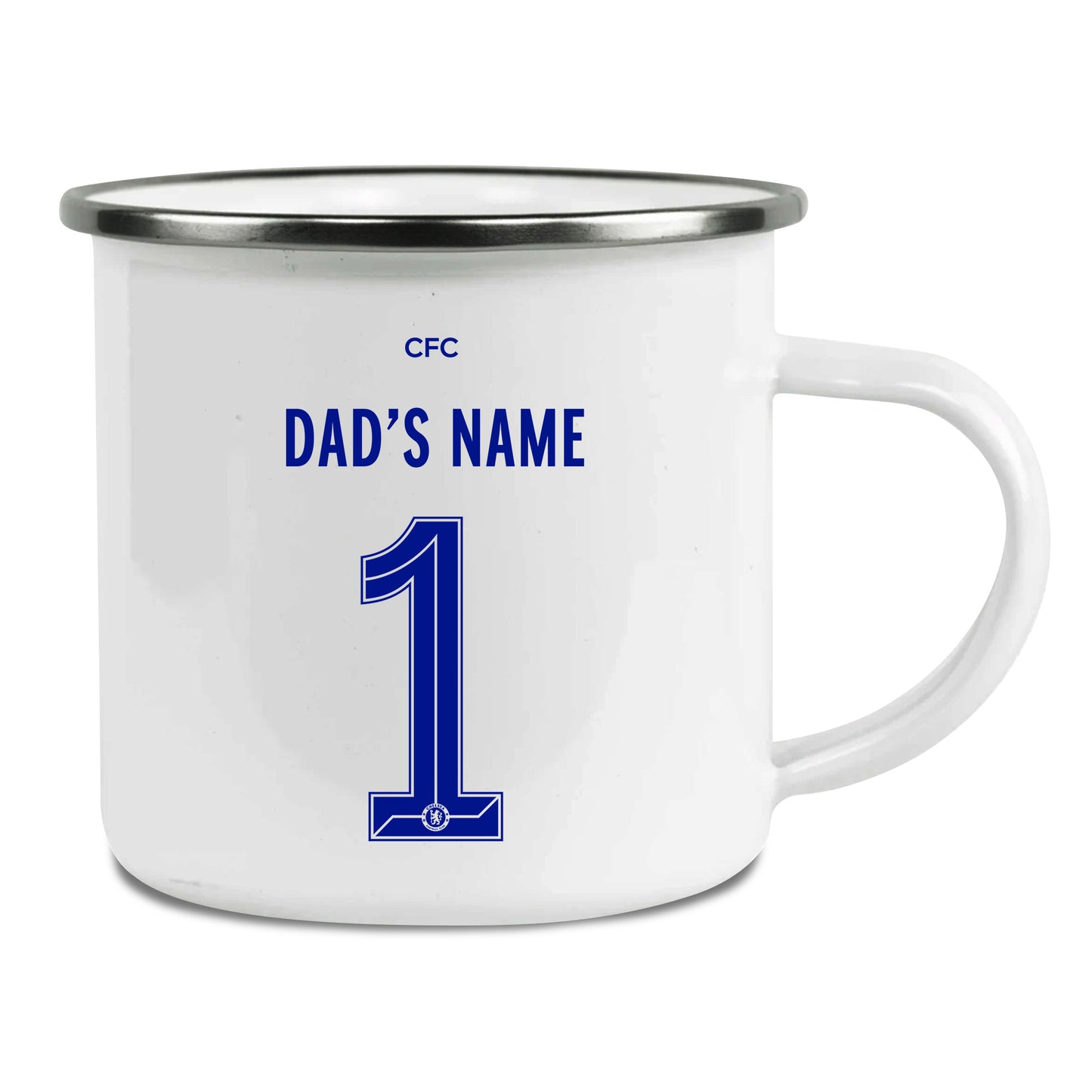 Chelsea FC Back of Shirt Enamel Camping Mug for Dad