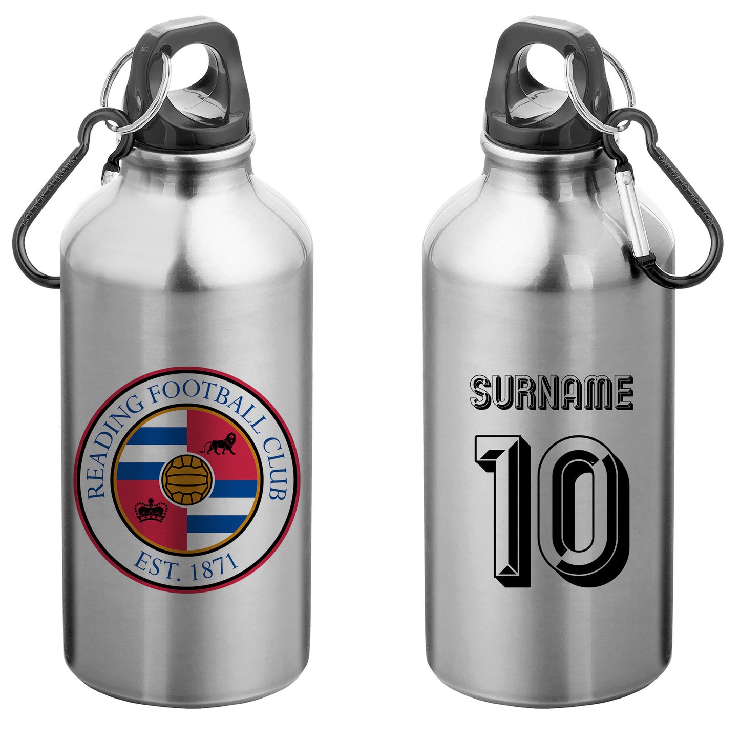 Reading FC Retro Shirt Silver Sport Bottle with Carabiner