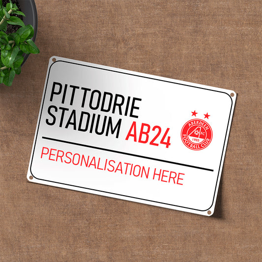 Pittodrie Stadium Road Sign - Metal Sign