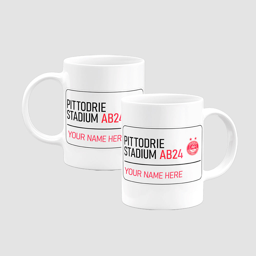 Pittodrie Stadium Road Sign - Mug