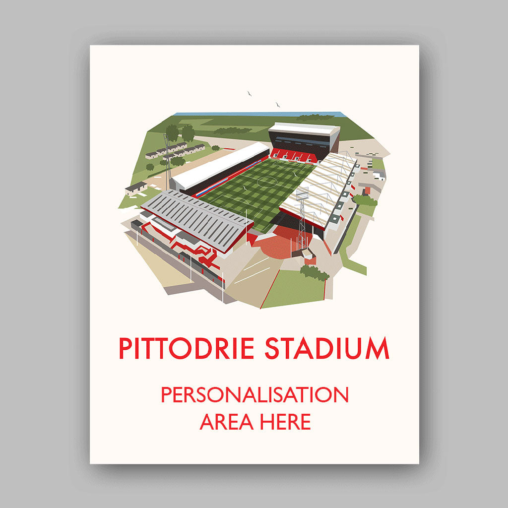 Pittodrie Stadium - 11x14 Art Print Unframed