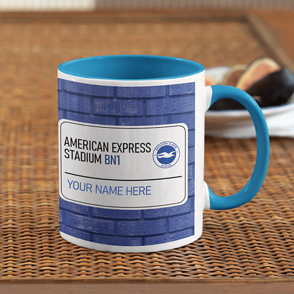 American Express Stadium Road Sign - Blue Colour Insert Mug