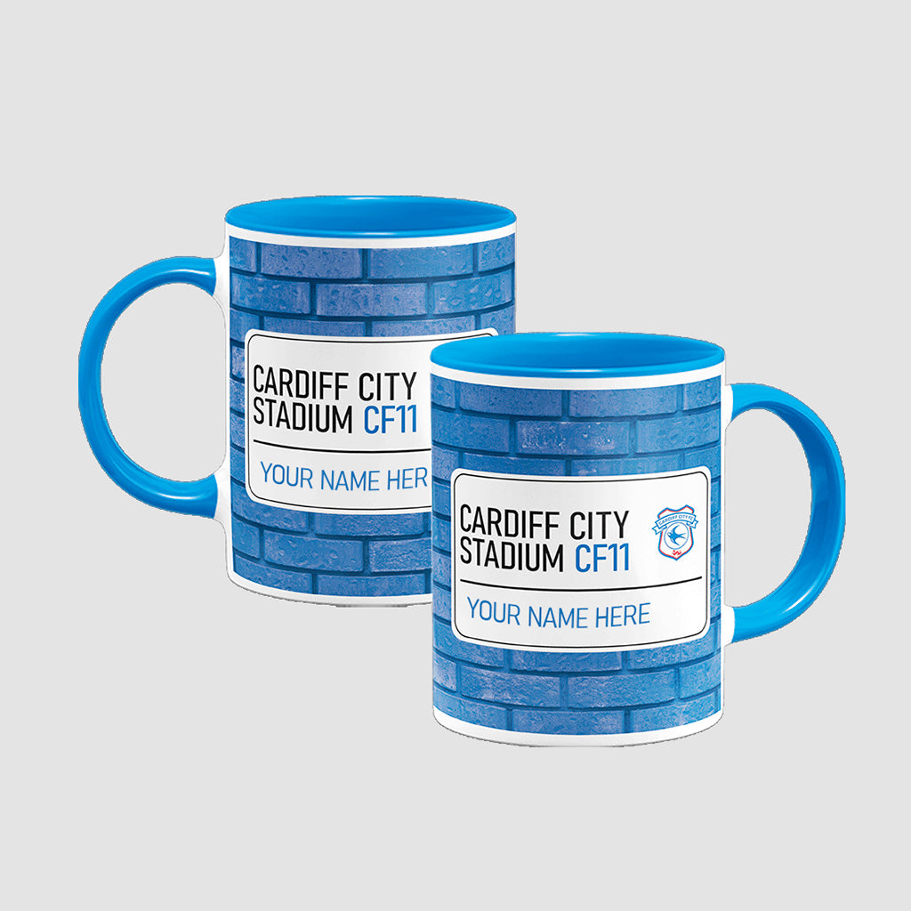 Cardiff City Stadium Road Sign - Blue Colour Insert Mug