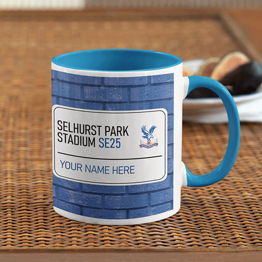 Selhurst Park Stadium Road Sign - Blue Colour Insert Mug