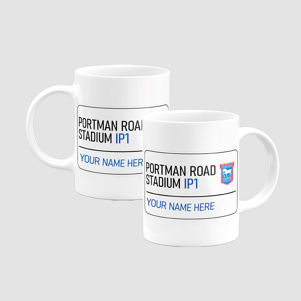 Portman Road Stadium Road Sign - Mug