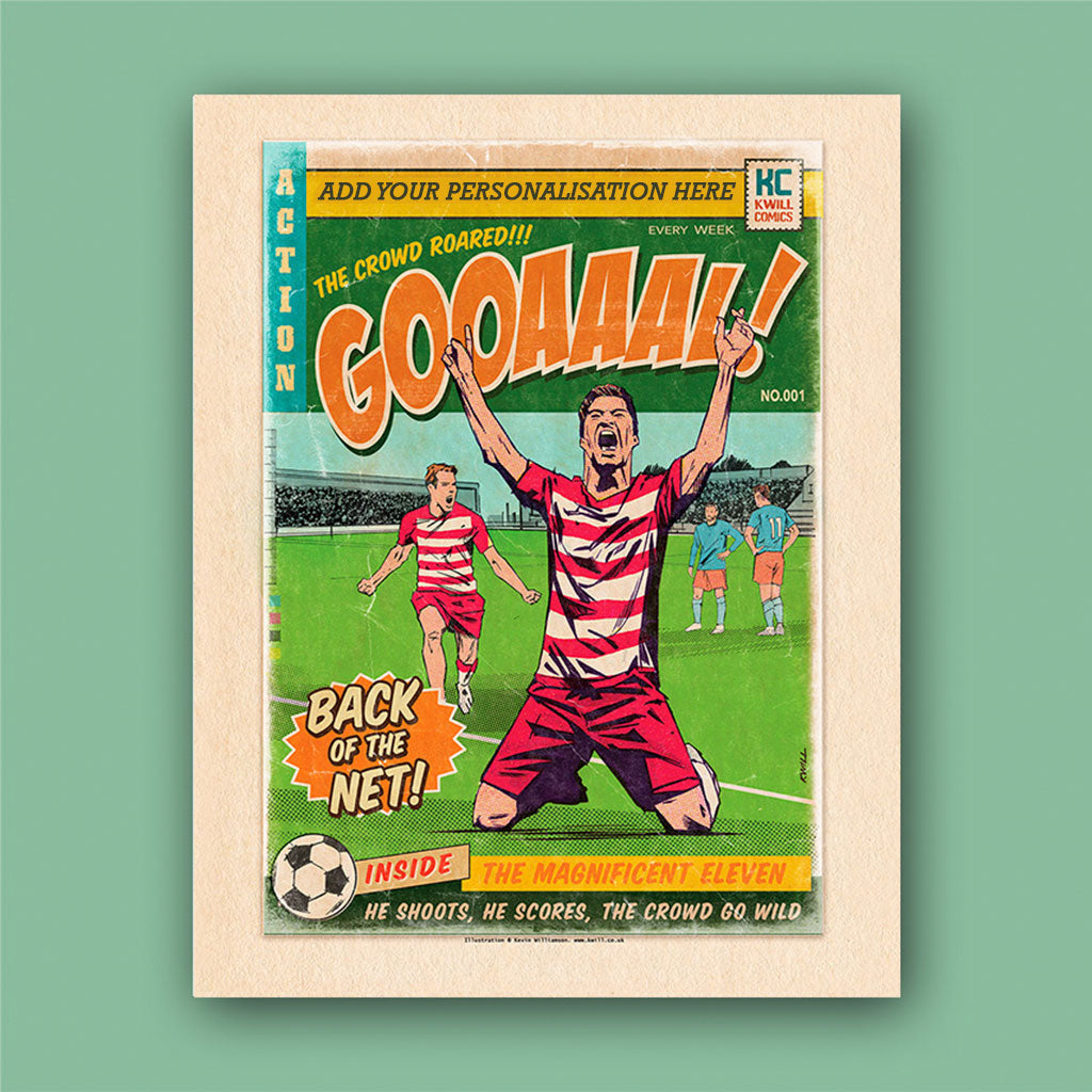 Football Comic Book with Red & White Art Print Set by Kevin Williamson