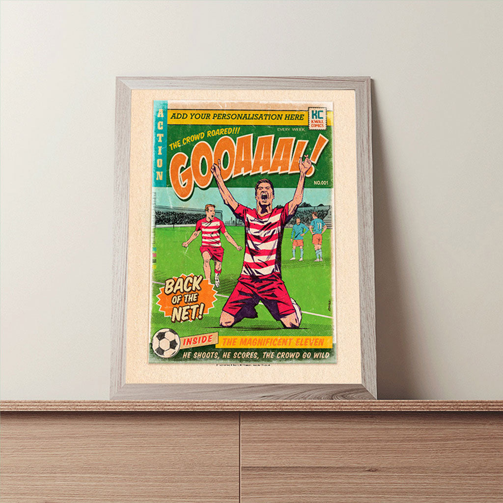 Football Comic Book with Red & White Art Print Set by Kevin Williamson