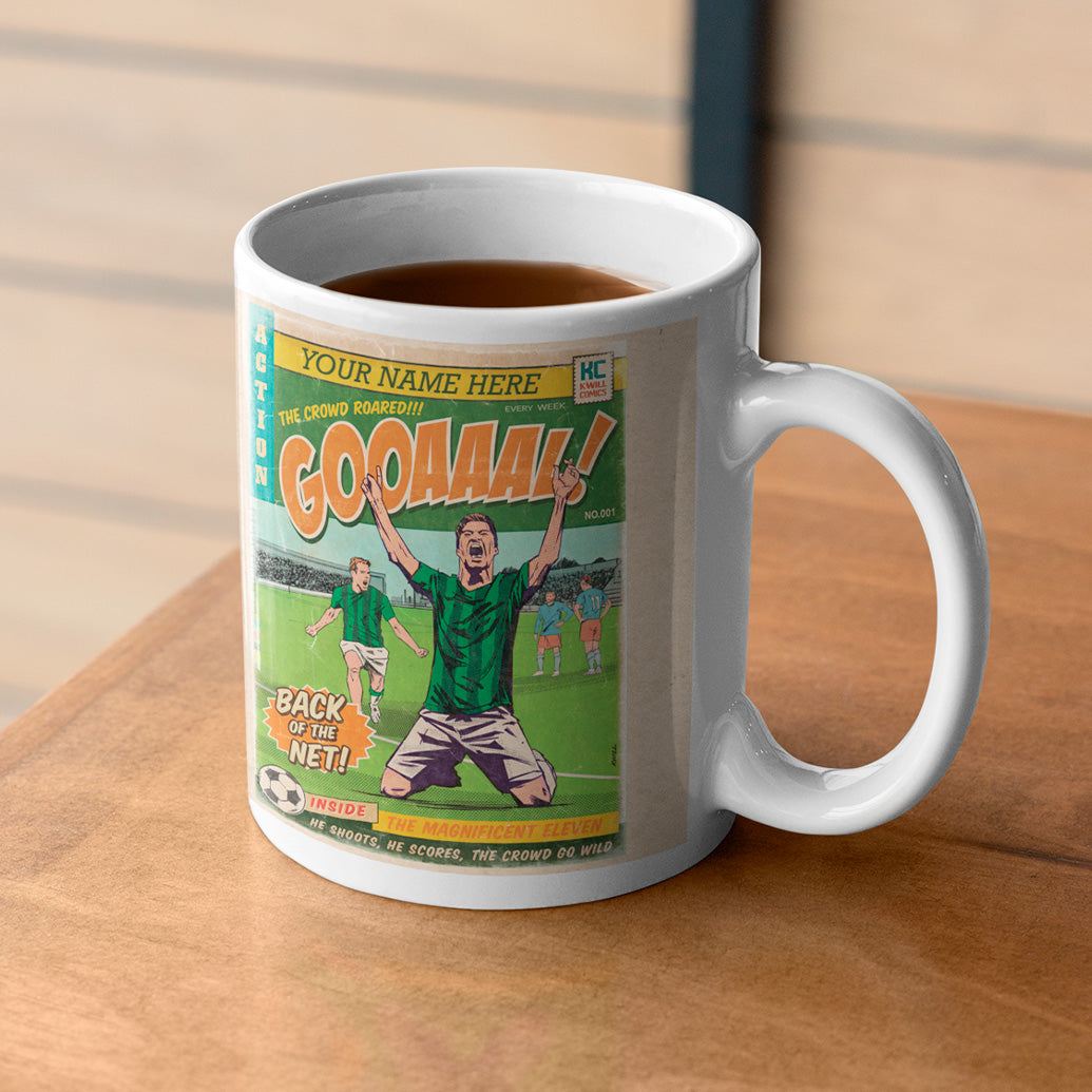 Football Comic Book with Green Mug Set by Kevin Williamson